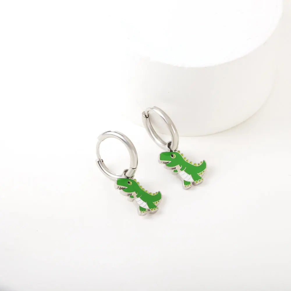 Stainless Steel 18k Gold Plated Dinosaur Earrings asonjewelry