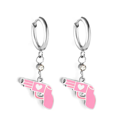Stainless Steel Pink Gun Shape Earrings asonjewelry