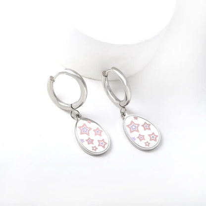 Stainless Steel Oval Star-shape Earrings asonjewelry