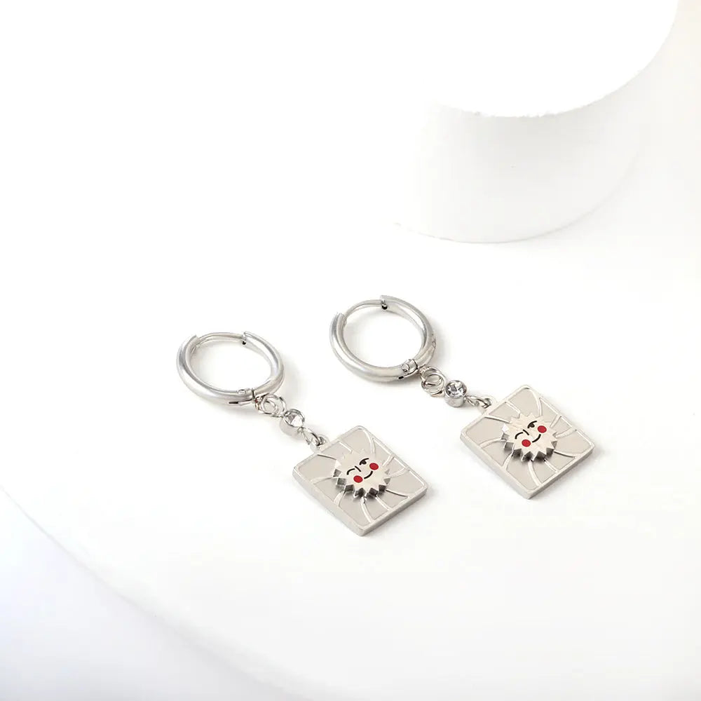 Stainless Steel Square Smiley Earrings asonjewelry