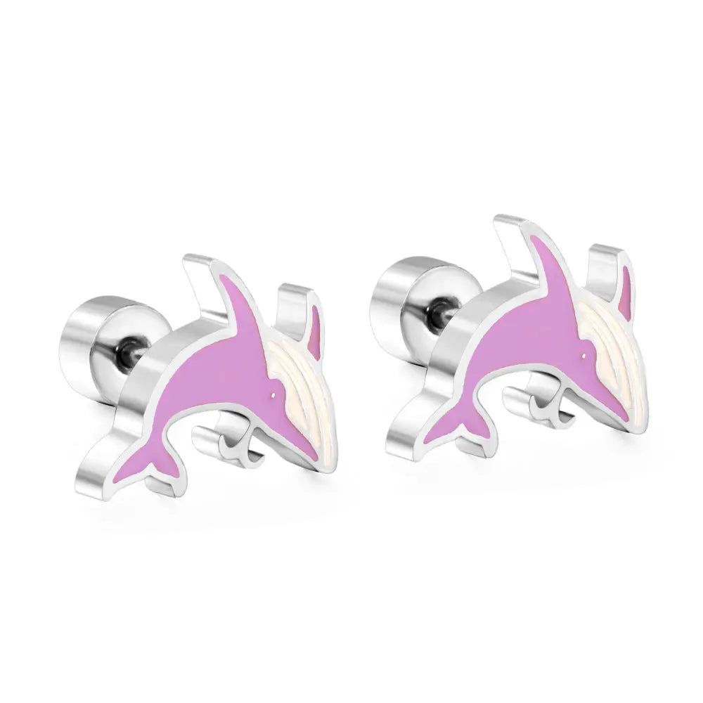 Stainless Steel Shark Spiral Stud Earrings asonjewelry