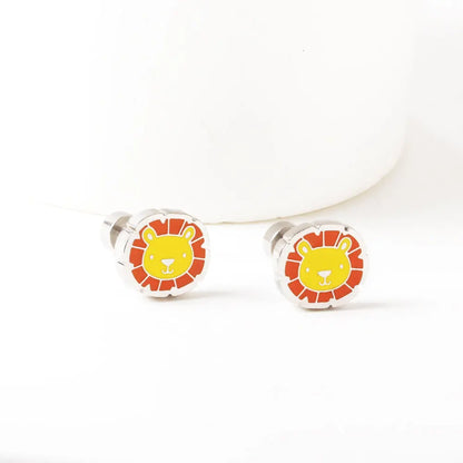 Stainless Steel 18k Gold Plated Lion Spiral Stud Earrings asonjewelry