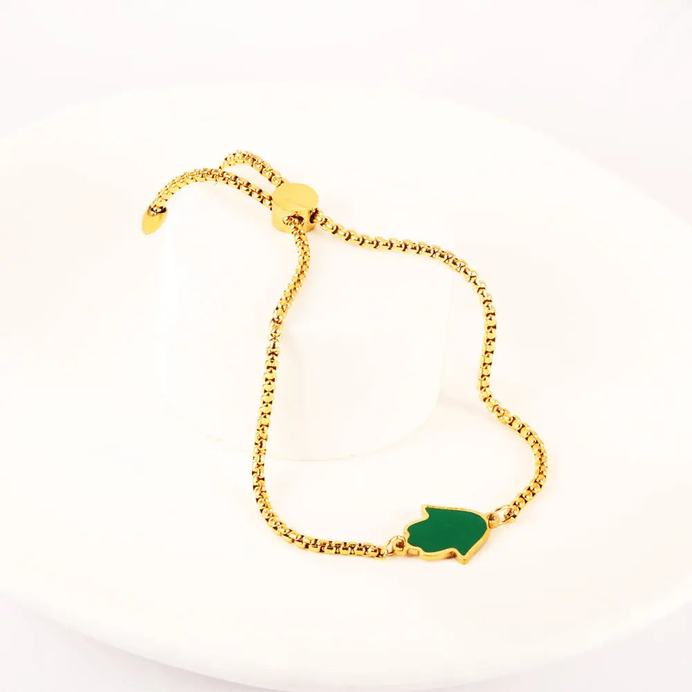 Stainless Steel Green Palm Accessory Bracelet asonjewelry