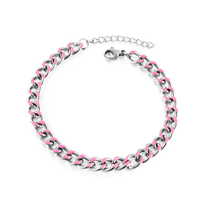Stainless Steel Pink Drip Oil Bracelet Chain asonjewelry
