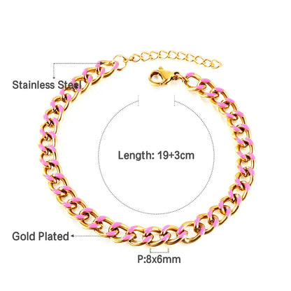 Stainless Steel Pink Drip Oil Bracelet Chain asonjewelry