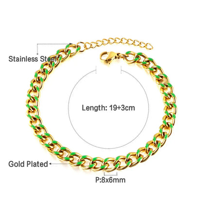 Stainless Steel Green Drip Oil Bracelet Chain asonjewelry