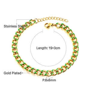 Stainless Steel Green Drip Oil Bracelet Chain