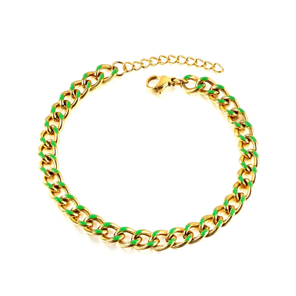 Stainless Steel Green Drip Oil Bracelet Chain asonjewelry