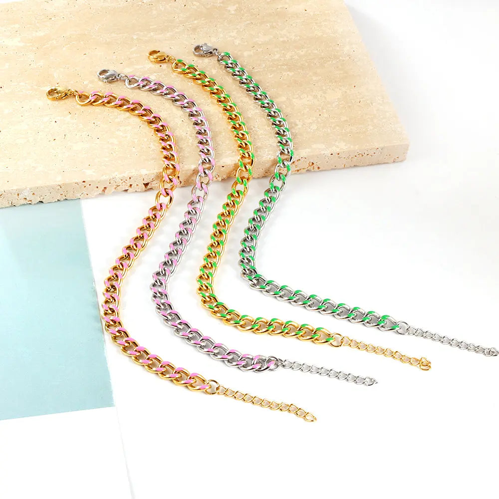 Stainless Steel Green Drip Oil Bracelet Chain asonjewelry