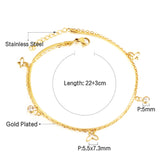 Stainless Steel 3 Hollow Butterflies + 2 White Diamond Accessories + Chain Double Anklet