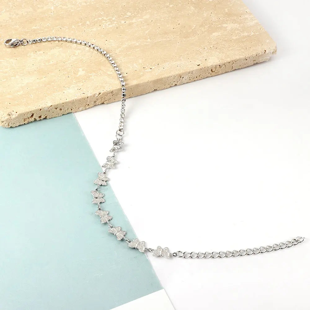 Stainless Steel 9 Butterflies + With Drill Chain Anklet asonjewelry