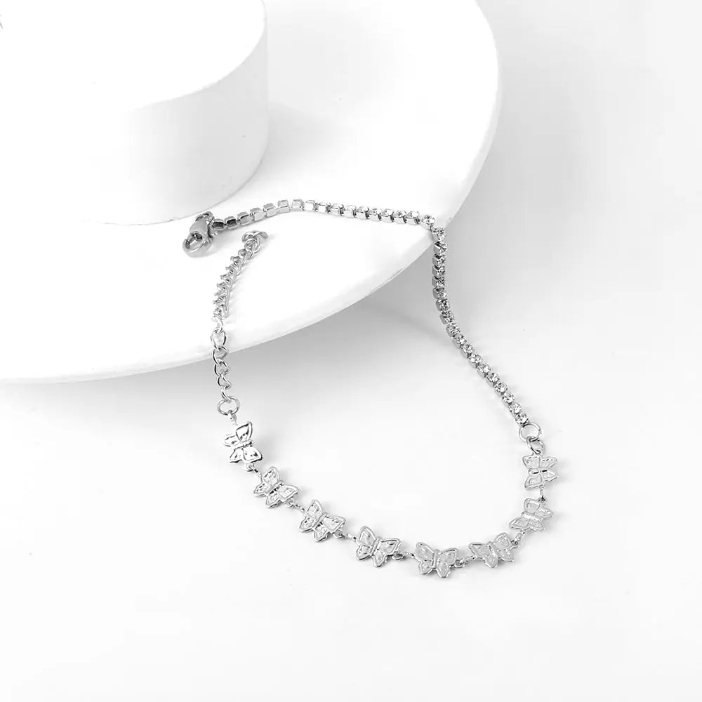 Stainless Steel 9 Butterflies + With Drill Chain Anklet asonjewelry