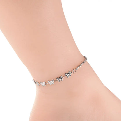 Stainless Steel 9 Butterflies + With Drill Chain Anklet asonjewelry