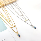 Stainless Steel Mixed Color Lightning + Cloud with Rain Accessories + Chain Three Chain Necklace