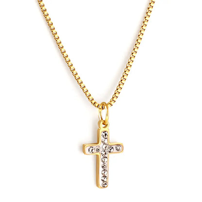 Stainless Steel Cross Accessory With Diamond Necklace asonjewelry