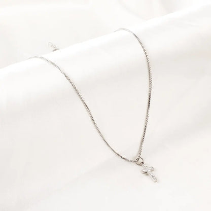 Stainless Steel Cross Accessory With Diamond Necklace asonjewelry