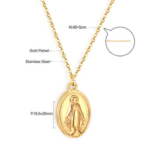 Stainless Steel Oval Accessories With Madonna Pattern Necklace