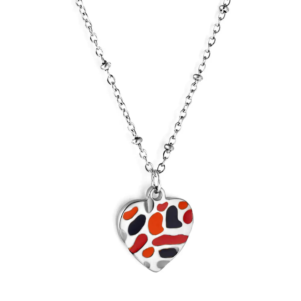 Stainless Steel Heart Bumpy Mixed Accessory Necklace asonjewelry