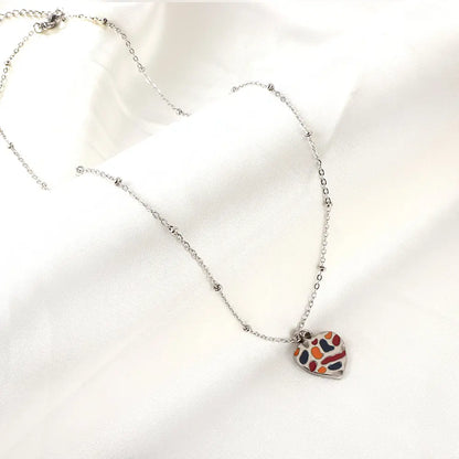 Stainless Steel Heart Bumpy Mixed Accessory Necklace asonjewelry