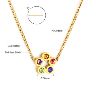 Stainless Steel Six Mélange Diamonds Accessory Necklace