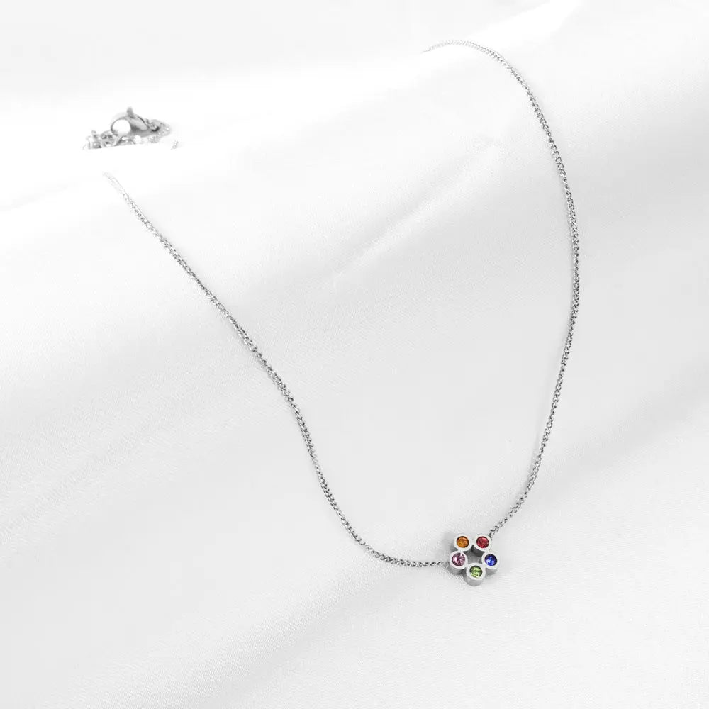 Stainless Steel Six Mélange Diamonds Accessory Necklace asonjewelry
