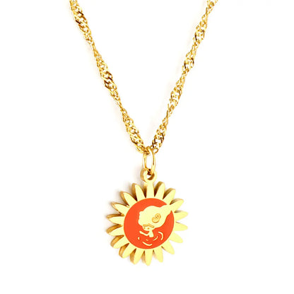 Stainless Steel Orange Sun Accessory Necklace asonjewelry