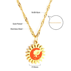 Stainless Steel Orange Sun Accessory Necklace