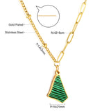 Collar De Accesorios De Concha Verde Triángulo Irregular De Acero Inoxidable