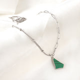 Collar De Accesorios De Concha Verde Triángulo Irregular De Acero Inoxidable