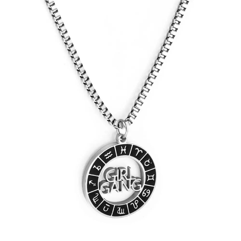 Stainless Steel Black Round Hollow With Letters Accessory Necklace asonjewelry
