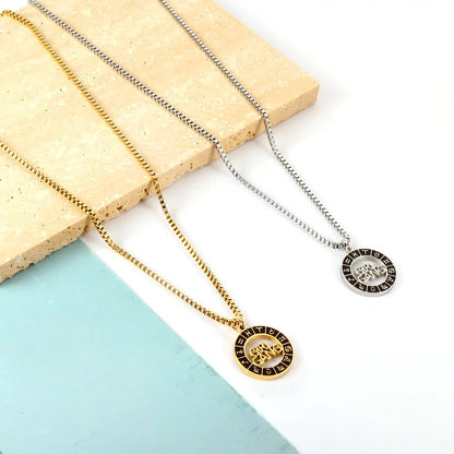 Stainless Steel Black Round Hollow With Letters Accessory Necklace asonjewelry