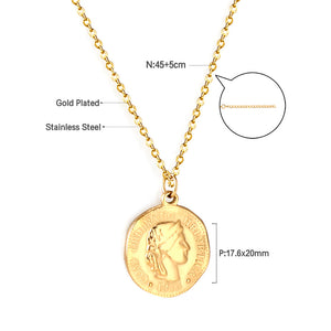 Stainless Steel Round Accessory With Boy Avatar Pattern Necklace