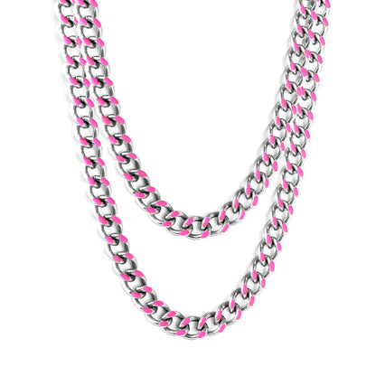 Stainless Steel 18k Gold Plated Pink Drip Oil Chains asonjewelry