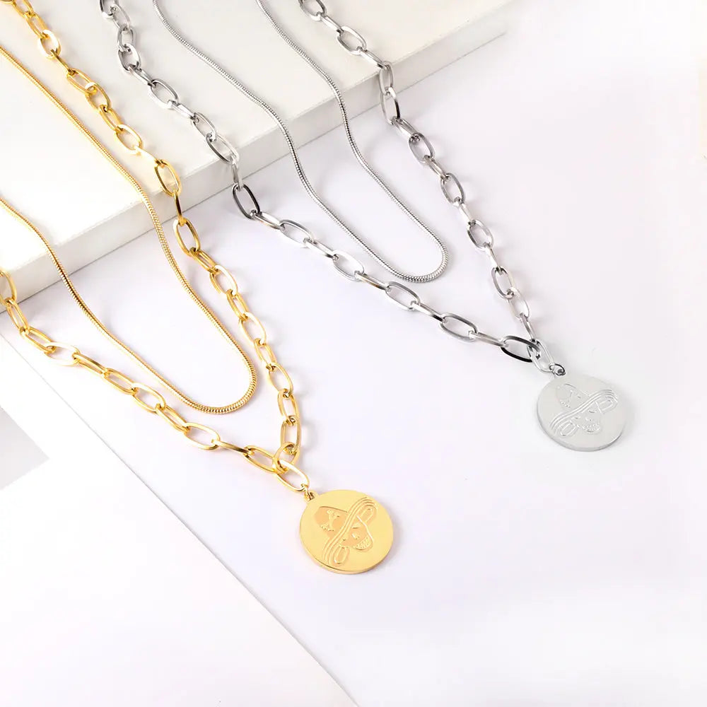 New Halloween Round Wizard Hat Skull Pattern Accessory + Chain Double Chain Necklace asonjewelry