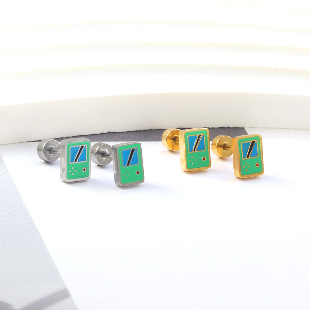 New Fashion Stainless Steel Screw Plug Mixed-color Game Machine Stud Earrings asonjewelry
