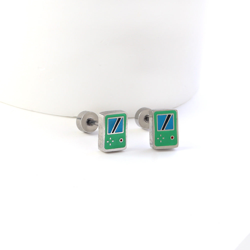 New Fashion Stainless Steel Screw Plug Mixed-color Game Machine Stud Earrings asonjewelry