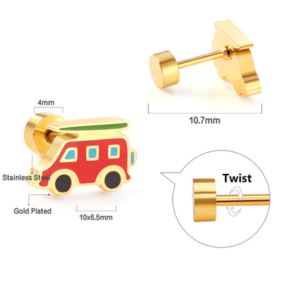 New Fashion Stainless Steel Screw Plug Mixed-color RV Stud Earrings asonjewelry