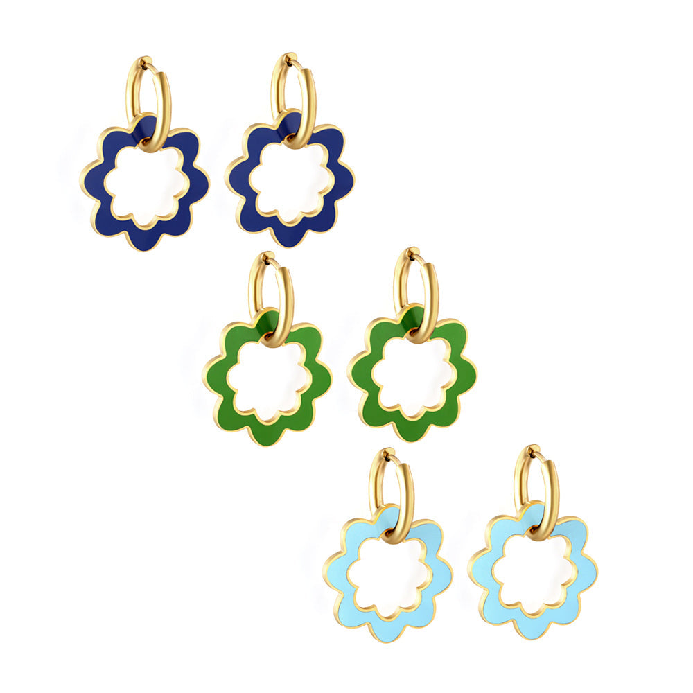 Stainless Steel Circle With Hollow Wreath Earrings For Women asonjewelry