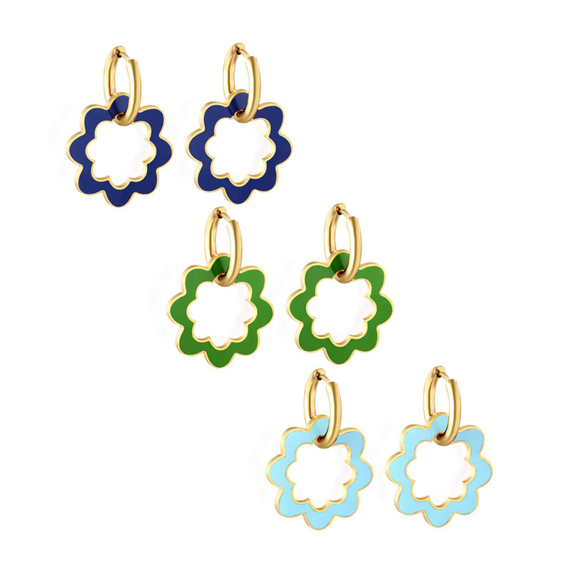 Boucles d'oreilles cercle en acier inoxydable avec couronne creuse pour femme