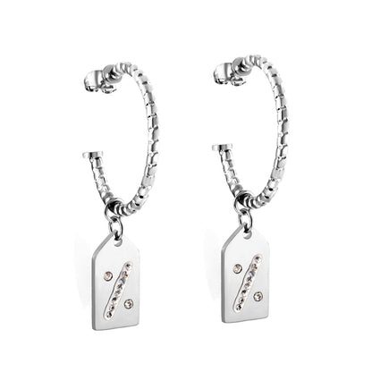 New Fashion Open Circle With Rhombus With Diamond Earrings asonjewelry