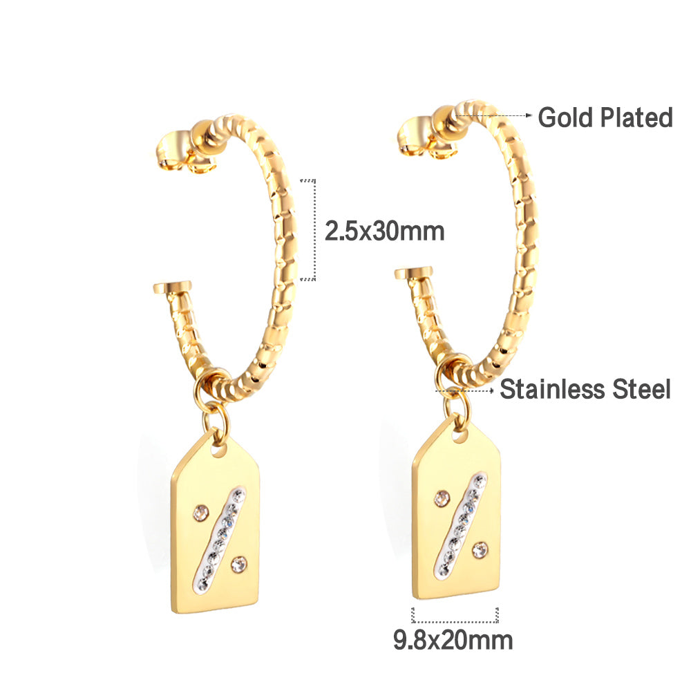 New Fashion Open Circle With Rhombus With Diamond Earrings asonjewelry