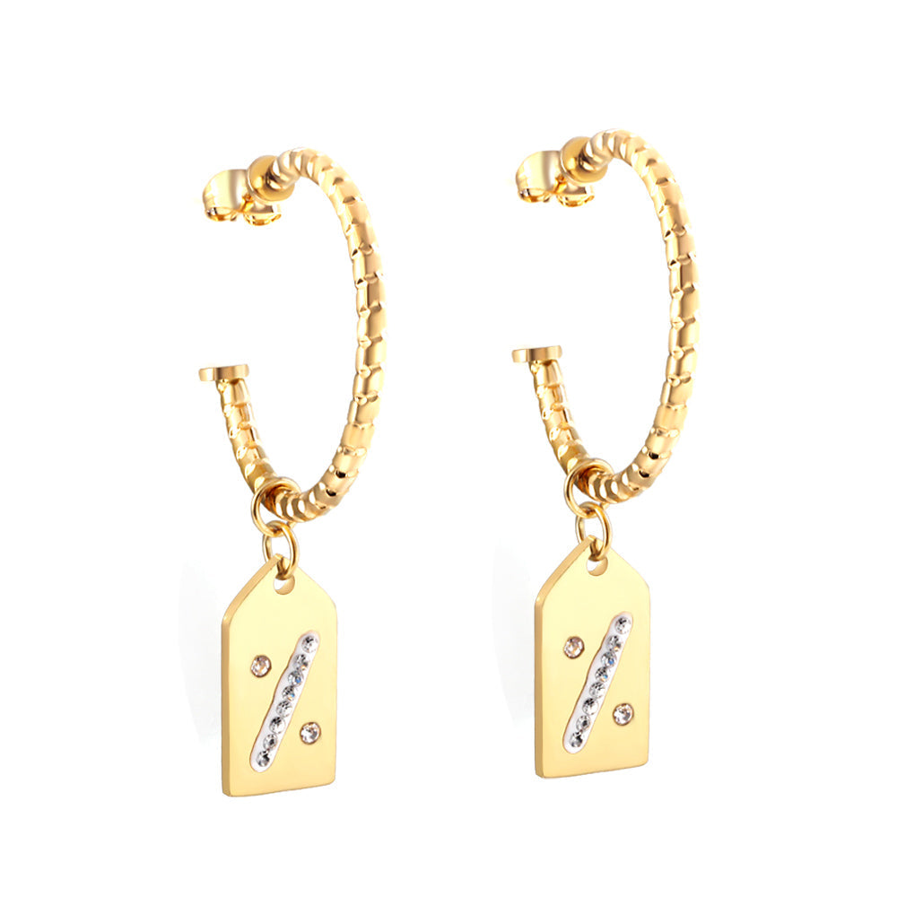 New Fashion Open Circle With Rhombus With Diamond Earrings asonjewelry