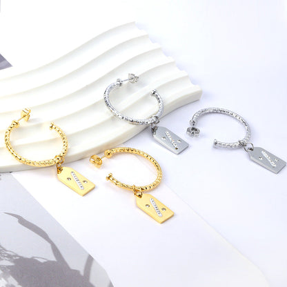 New Fashion Open Circle With Rhombus With Diamond Earrings asonjewelry