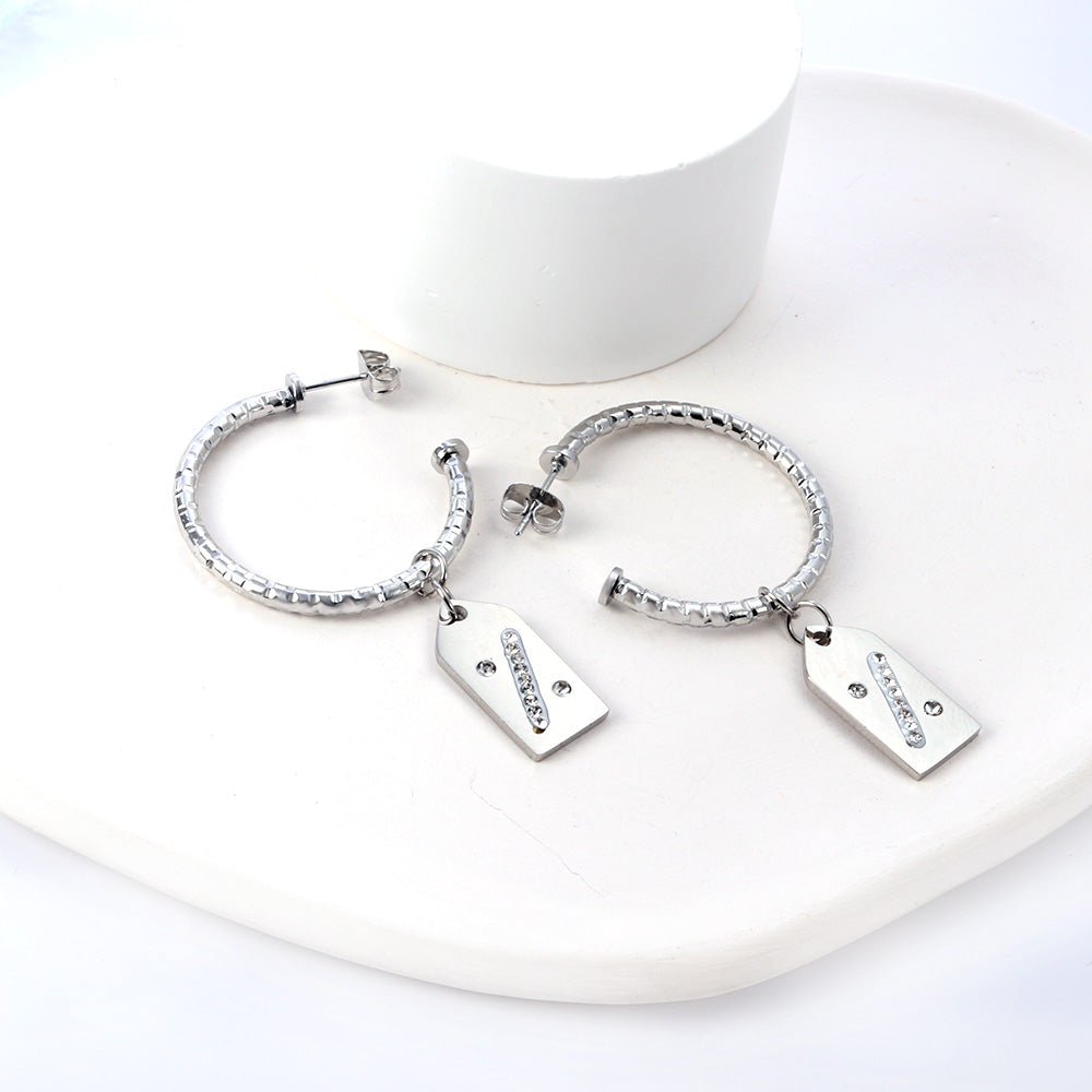 New Fashion Open Circle With Rhombus With Diamond Earrings asonjewelry