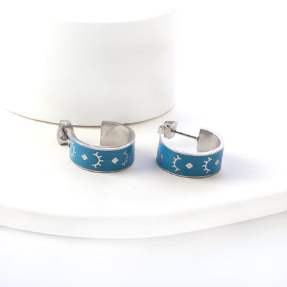 New Fashion Blue With Eyelashes Pattern Open Earrings asonjewelry