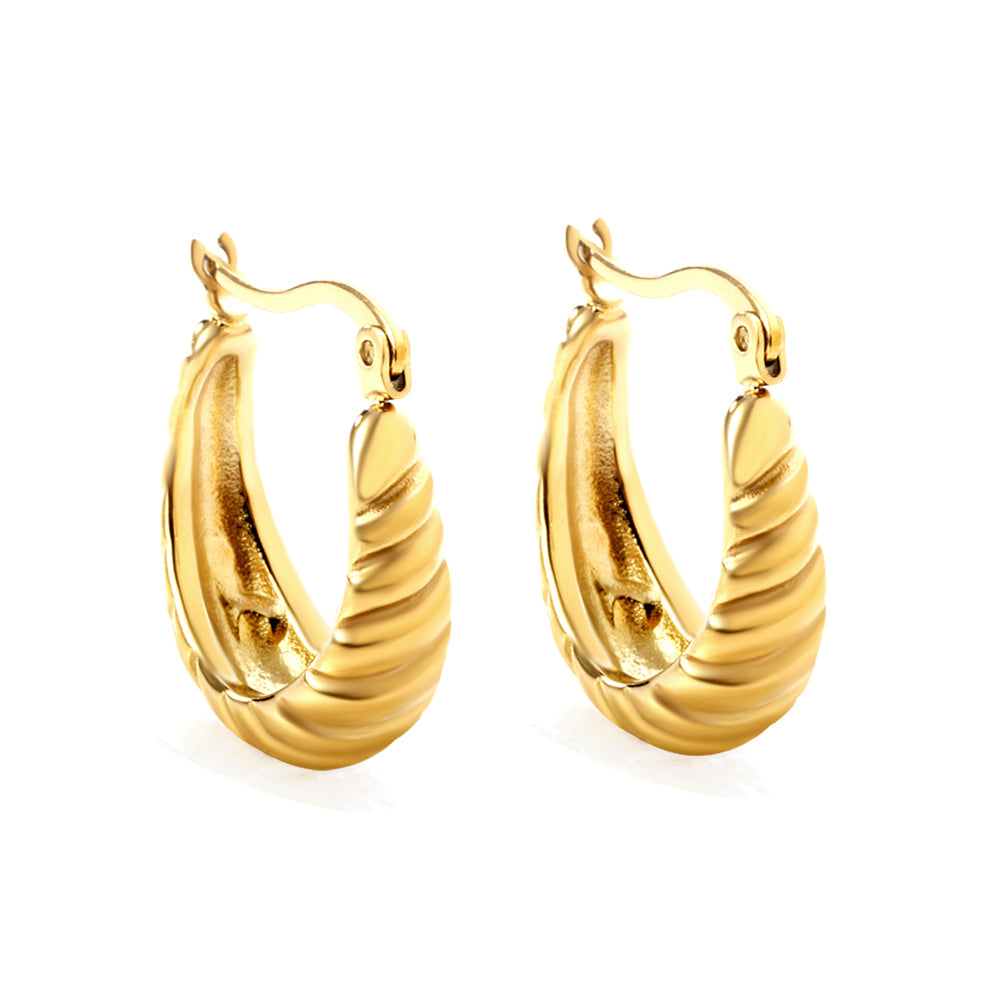 Stainless Steel 18K Gold -plated Oval Earrings For Women asonjewelry