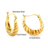 Boucles d'oreilles ovales en acier inoxydable plaqué or 18 carats pour femmes