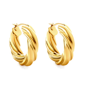 Stainless Steel 18K Gold/Steal -plated Round Twist Earrings For Women