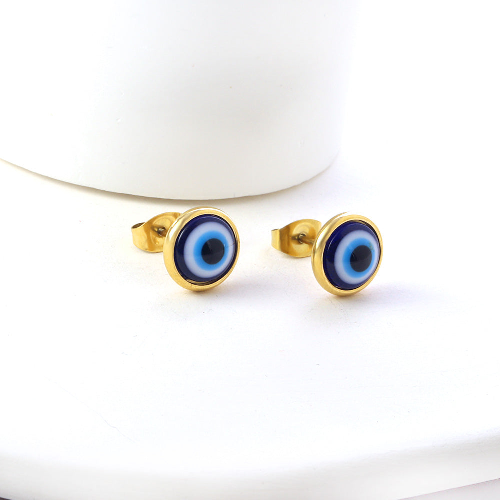 New Fashion Stainless Steel Blue Cat’s-eye Stud Earrings asonjewelry