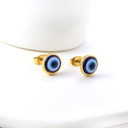 New Fashion Stainless Steel Blue Cat’s-eye Stud Earrings asonjewelry